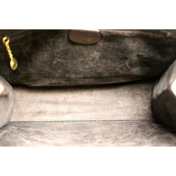 90th Y2K  Gucci BROWN GENUINE LEATHER SUEDE LINED LOGO HANDBAG PURSE SATCHEL - Picture 9 of 12